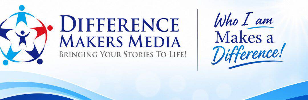 Logo of Difference Makers Media featuring interconnected figures symbolizing community and collaboration.
